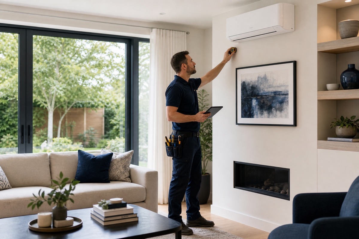 Professional planning a home energy installation