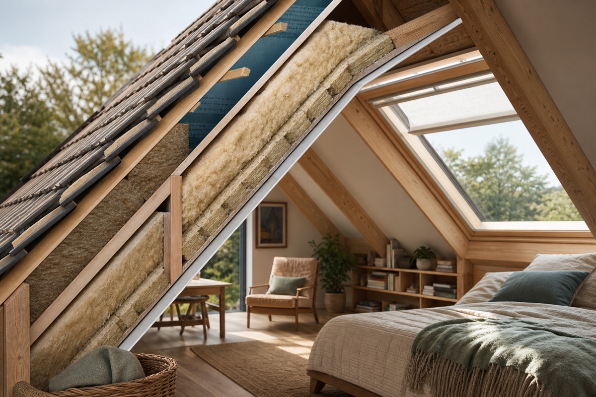 Insulation fitted carefully in a home roof space